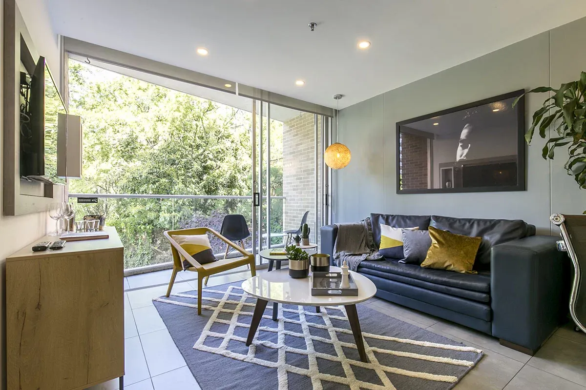 Bedroom of a furnished apartment at Soul Lifestyle Apartments, El Poblado