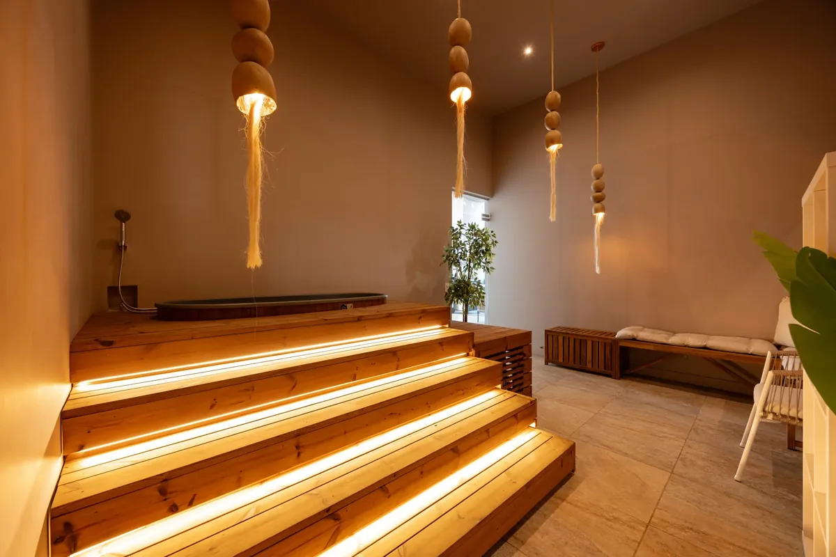 Cold plunge pool in the wellness zone on the Soul Lifestyle rooftop